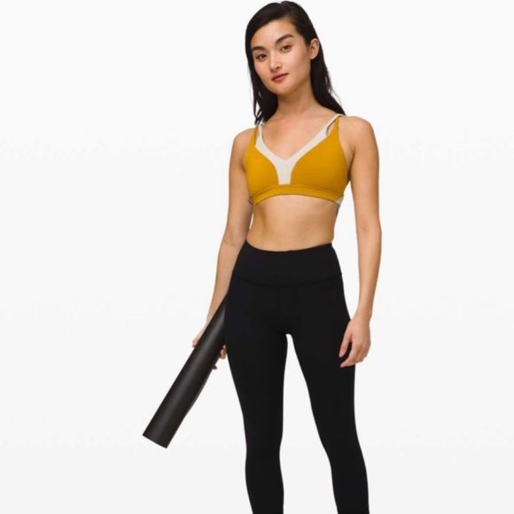 Lululemon New Ambition Sports Bra in Fools Gold Yellow / Light Ivory Size 4 - Picture 3 of 9